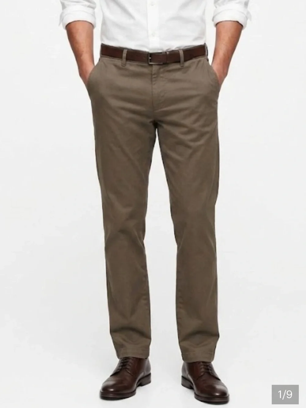 Banana Republic Gavin Chino olive green Straight Leg Cotton Pants Mens 32x32